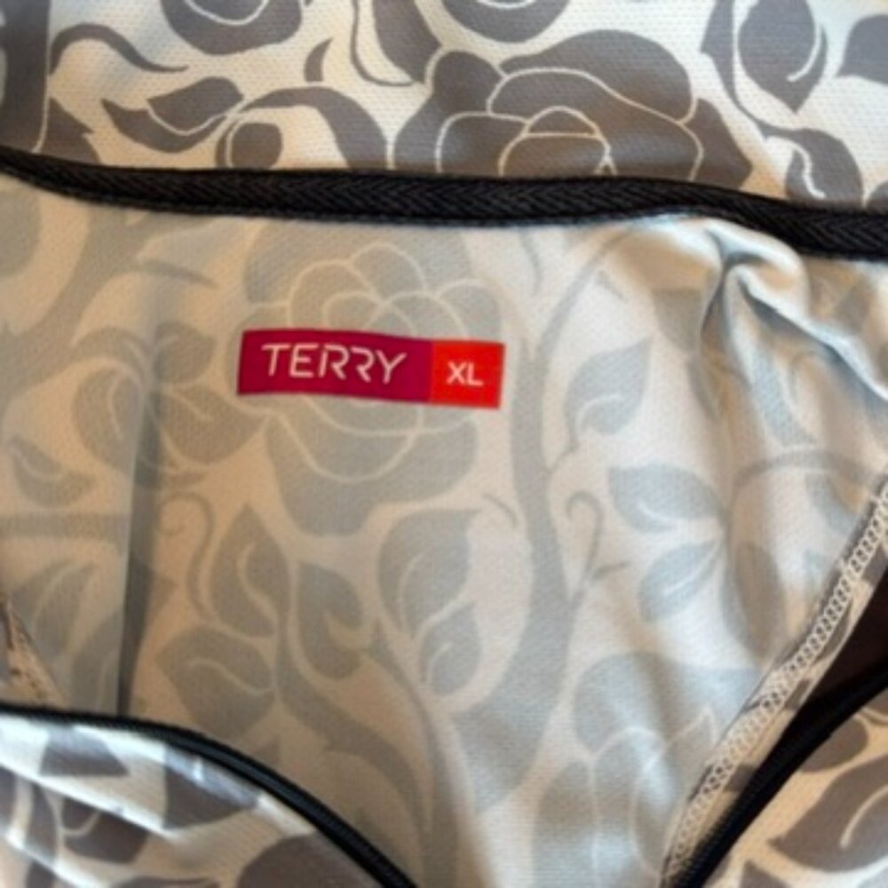 Terry Sleeveless Floral Active Top – Gray & White, Half Zip, Size XL - Picture 6 of 6